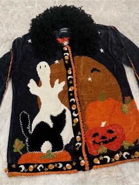 Halloween Patchwork Cardigan Sweater - Black & Orange